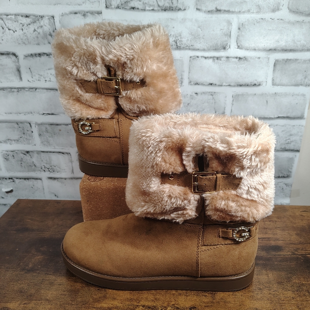 GBG Los Angeles Womens GGALEYA Faux Suede Winter Ankle Boots Size 9.5 Brown - Picture 8 of 8